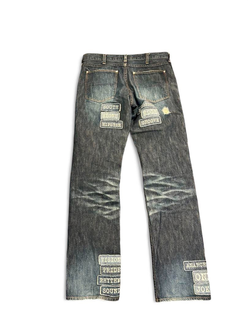 Number (N)ine - SS02 Patched Denim Jeans Dark Blue Navy