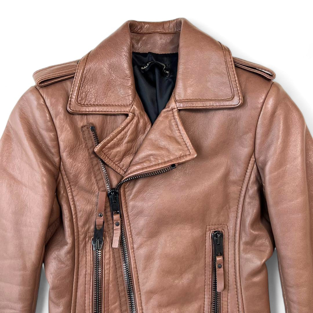 Balenciaga - FW10 lamb leather brown sheepskin riders jacket