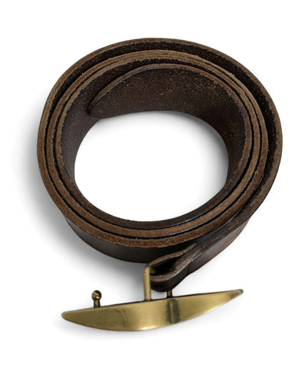 Dolce & Gabbana - Brown Leather Belt Big Pendant Gold D&G