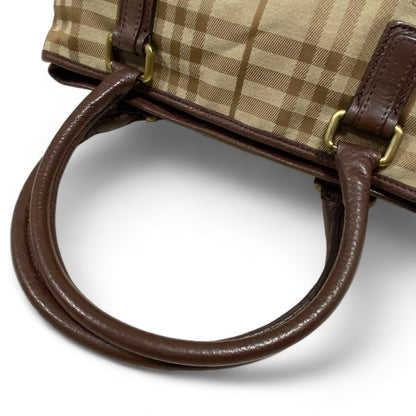 Burberry London - Nova Check handbag shadow horse vintage leather canvas beige