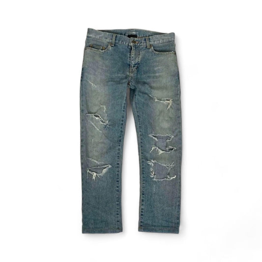 Saint Laurent - 30 15AW destroy crash baggy denim light blue hedi slimane