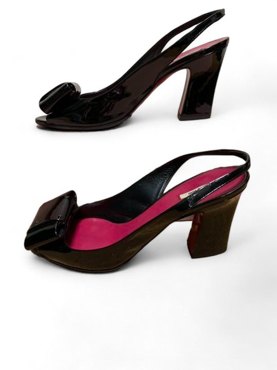 Miu Miu - 38,5 Ribbon Pink Black High Heels Summer