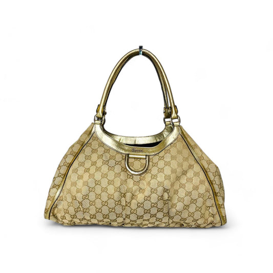 Gucci - Abbey canvas shoulder bag handbag beige brown GG monogram shima