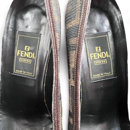 Fendi - 37 Brown Monogram Canvas Leather