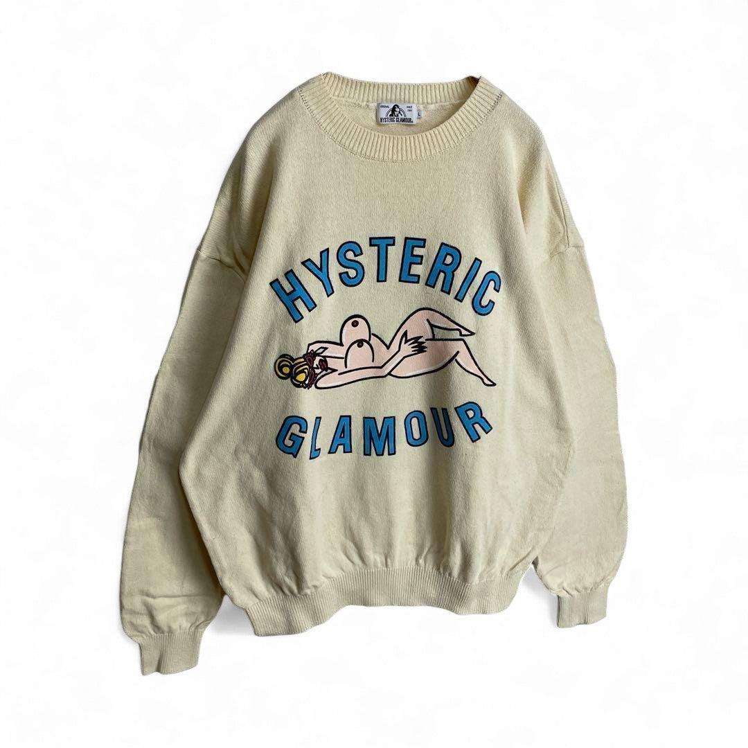 Hysteric Glamour - L Beige Knit Sweater Ultra Rare Y2K 00s