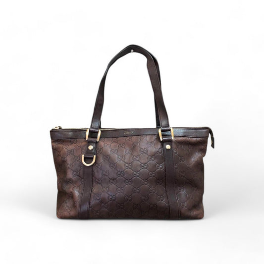 Gucci - Brown Leather Handbag Monogram Abbey