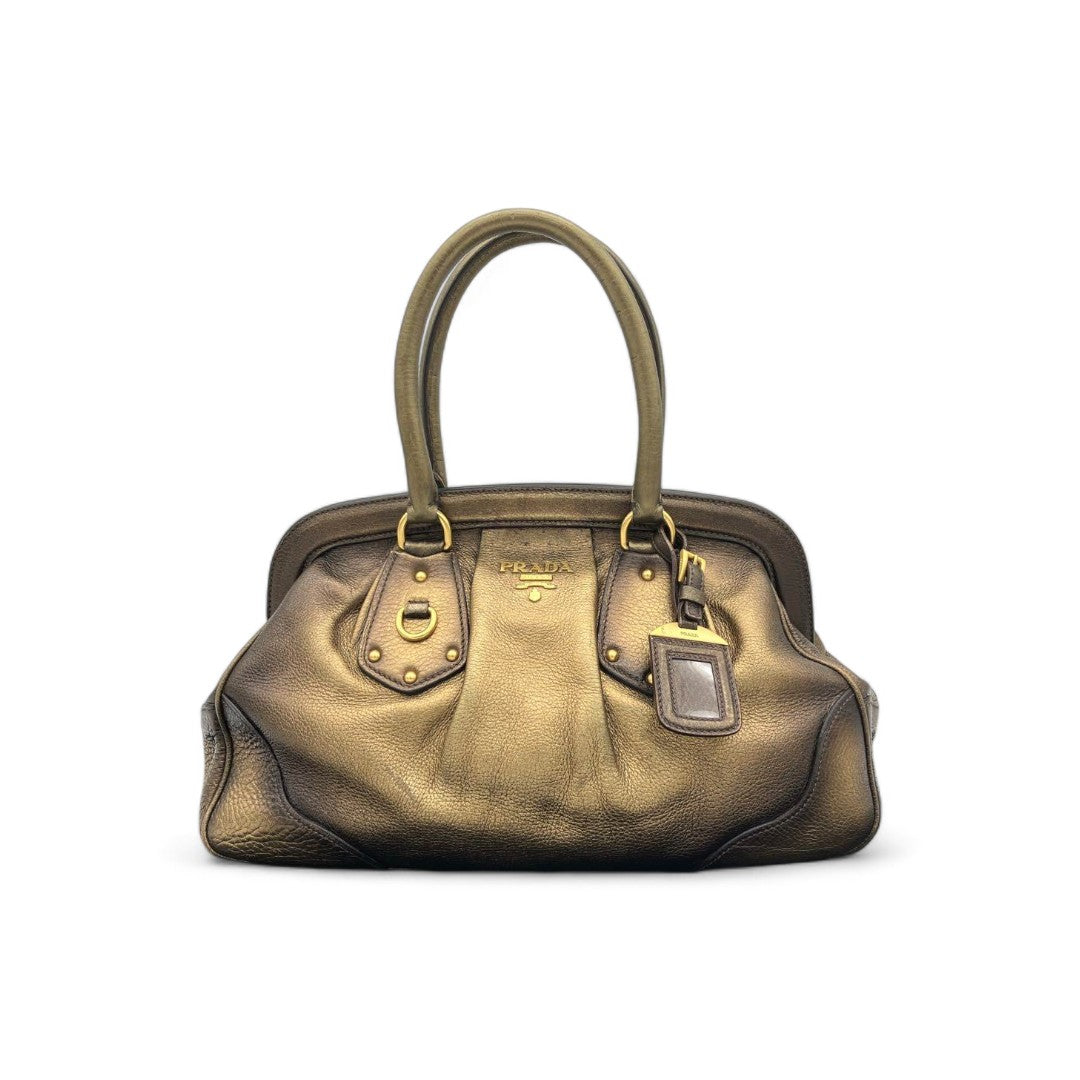 Prada - Handbag Gold Leather Clasp Closure