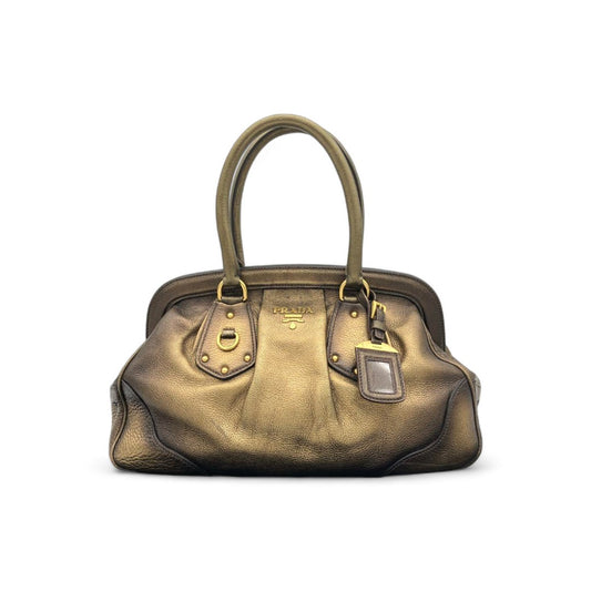 Prada - Handbag Gold Leather Clasp Closure