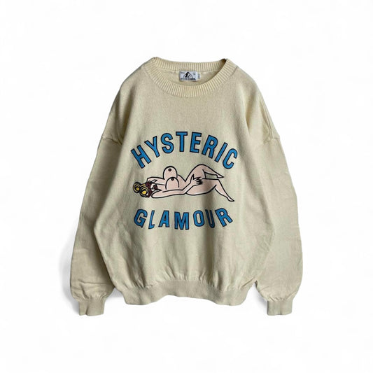 Hysteric Glamour - L Beige Knit Sweater Ultra Rare Y2K 00s