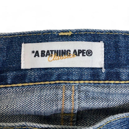 A Bathing Ape (BAPE) - L embroidered baggy jeans blue backprint denim