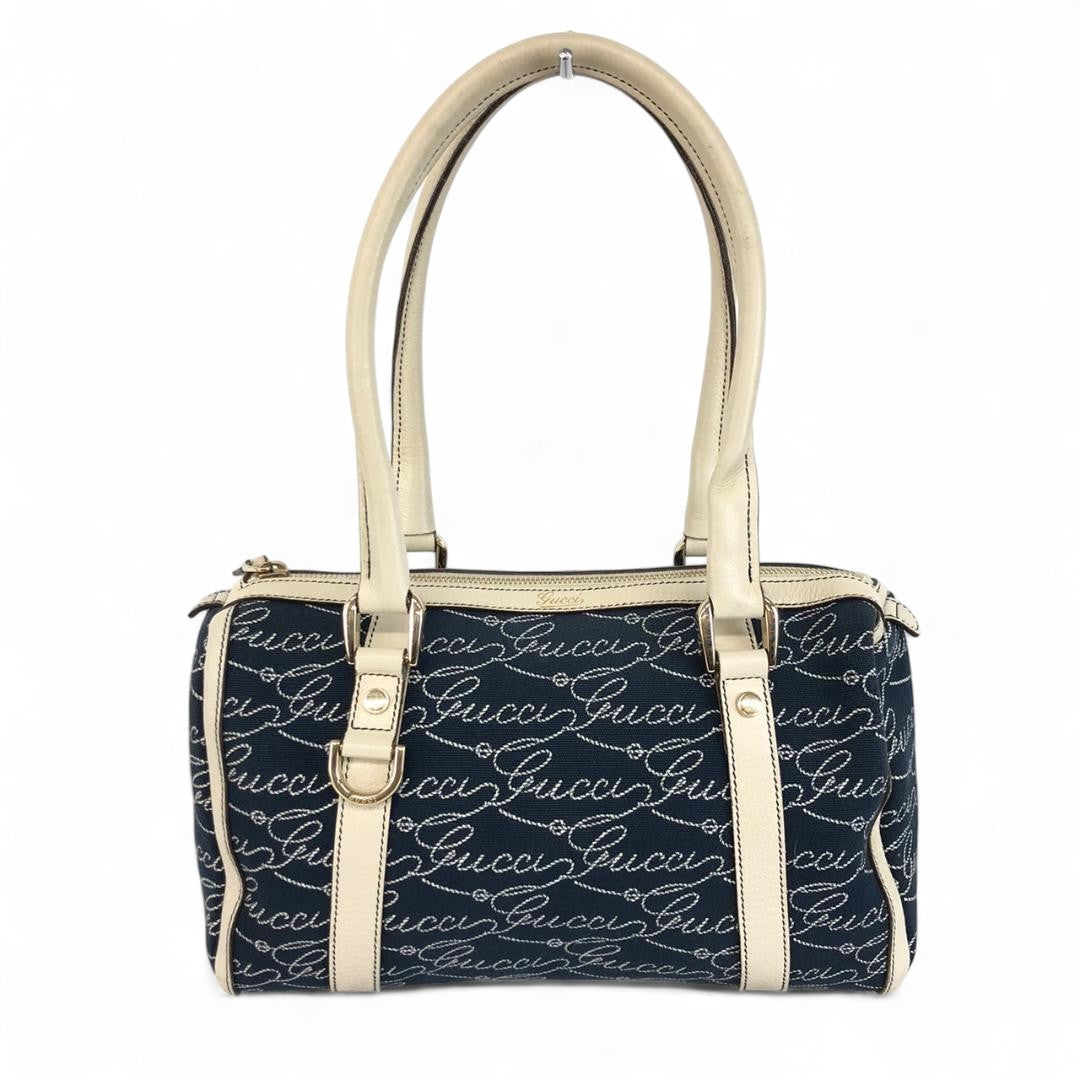 Gucci - Navy Monogram Handbag Shoulder Bag Blue