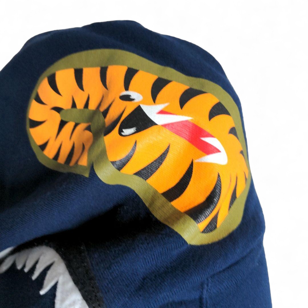 A Bathing Ape (BAPE) - L College Bomber Jacket Navy Beige Sharkhead