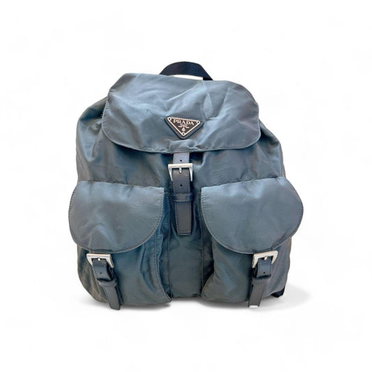 Prada - Backpack nylon light blue turquoise vintage triangle logo plate