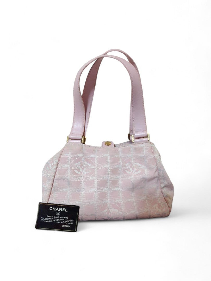 Chanel - Pink Handbag Monogram Vintage Canvas Leather