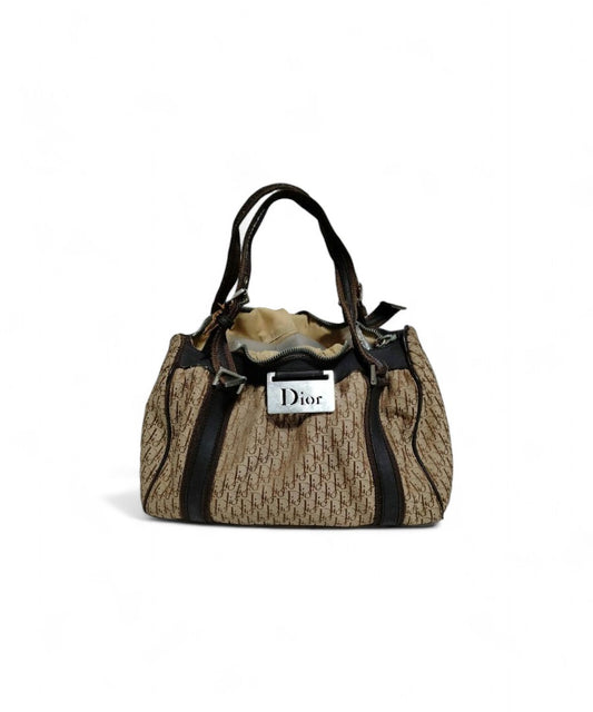 Dior - Canvas Boston Chic Trotter Handbag Beige Brown Romantique