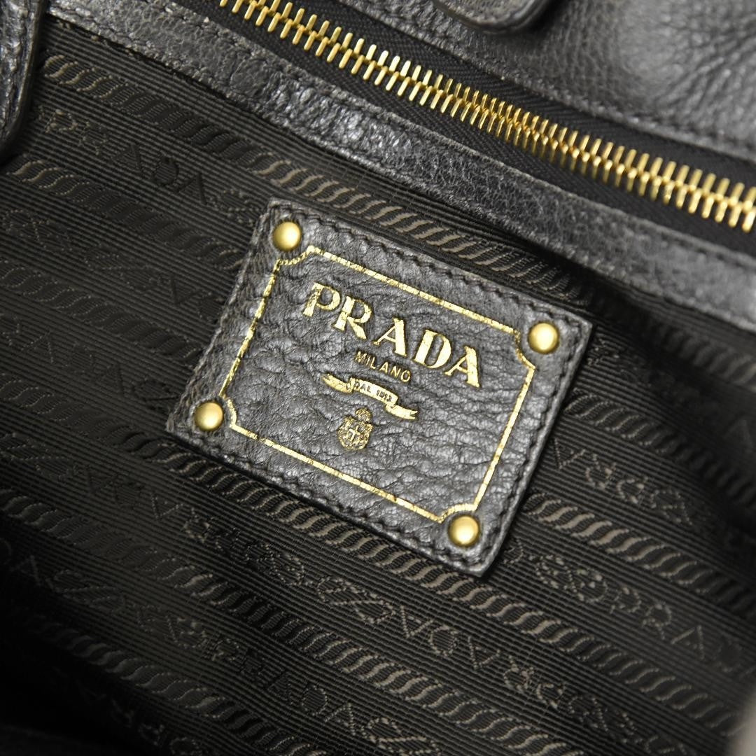 Prada - Rehleder Handtasche Dunkelgrau Schwarz