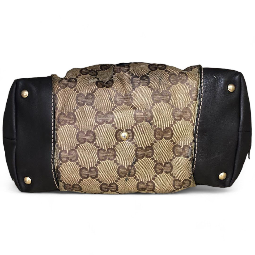 Gucci - Crystal Handbag Beige Brown Nylon Coated Canvas