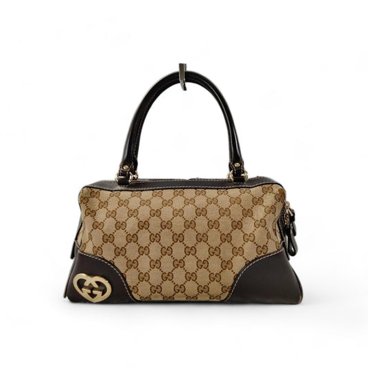 Gucci - canvas lovely mini boston heart bag GG brown monogram vintage