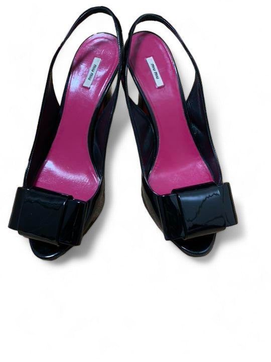 Miu Miu - 38,5 Ribbon Pink Black High Heels Summer