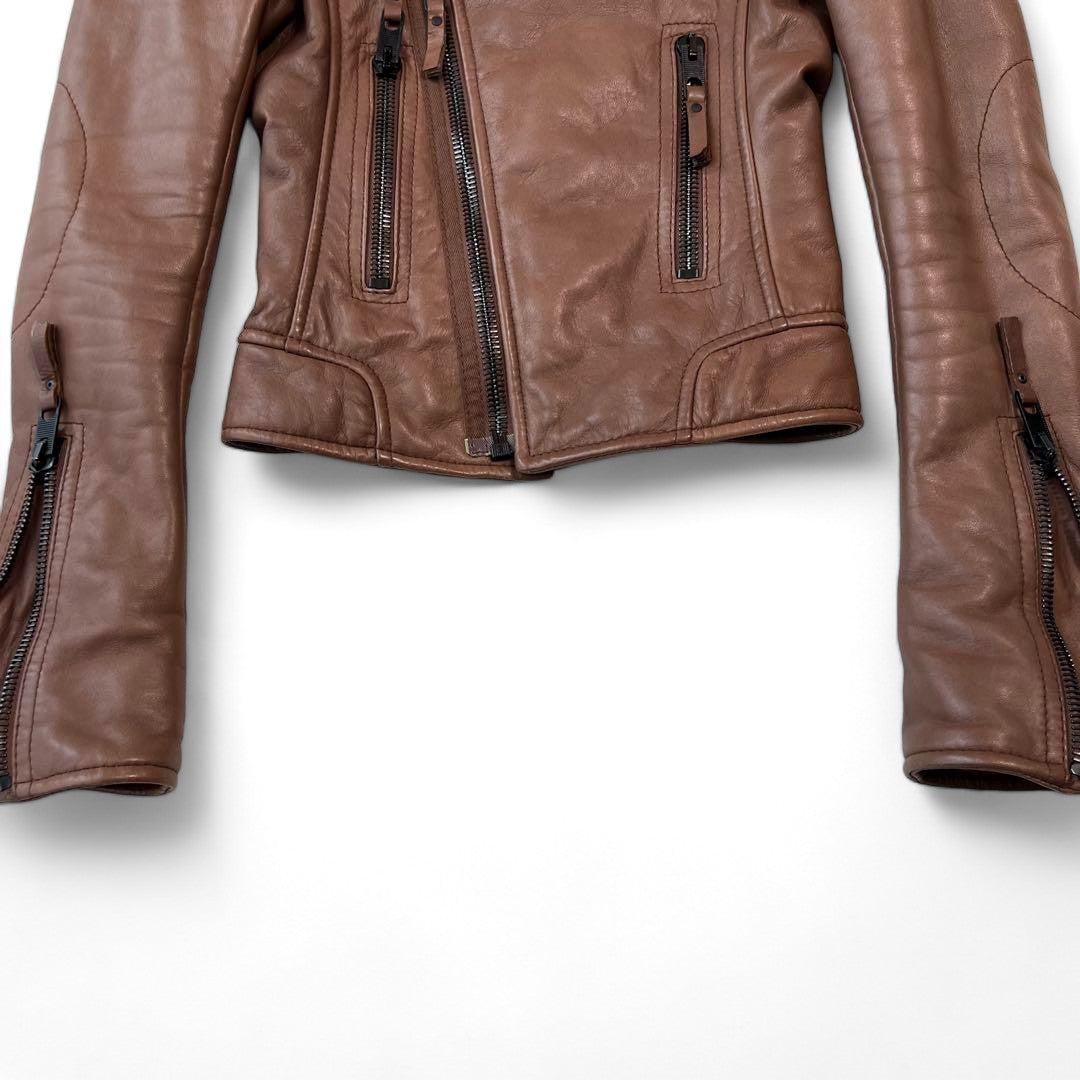 Balenciaga - FW10 lamb leather brown sheepskin riders jacket