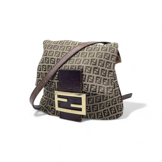 Fendi - Shoulder Bag Brown Monogram Leather Cotton