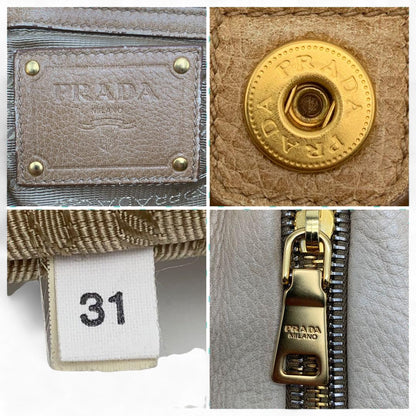 Prada - Deer Leather Handbag Brown Beige