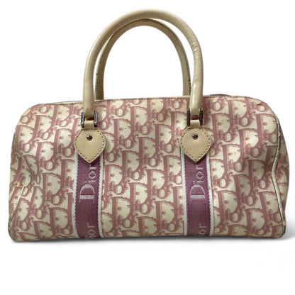 Christian Dior - Pink Flower Handbag Boston Leather Floral Monogram