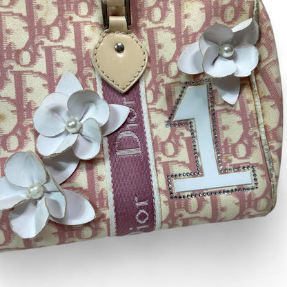 Christian Dior - Pink Flower Handbag Boston Leather Floral Monogram