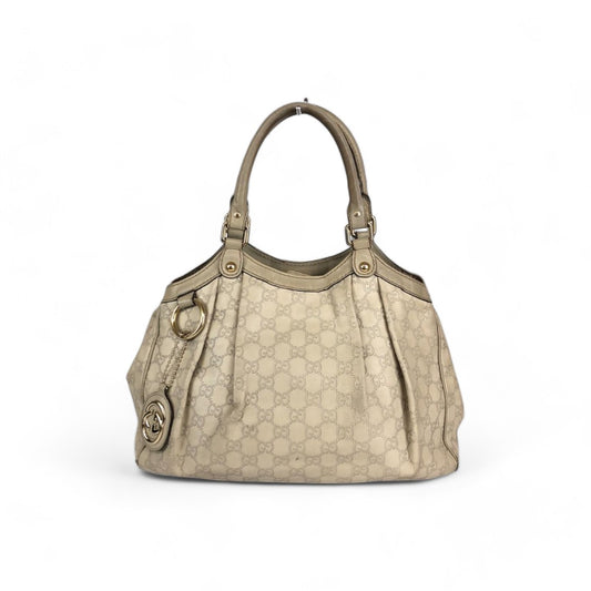 Gucci - Guccisima handbag white women leather brown GG monogram