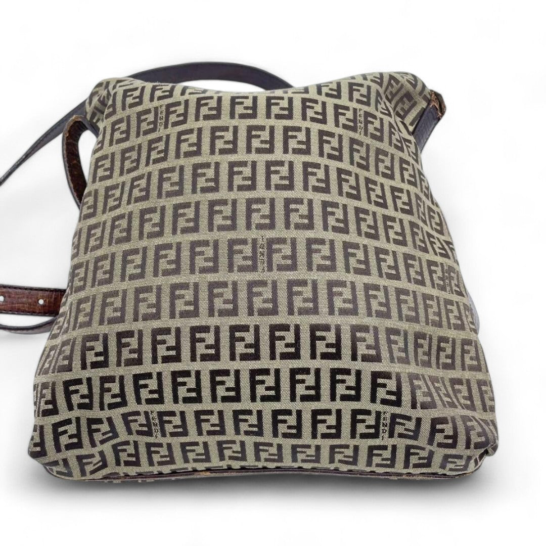 Fendi - Shoulder Bag Brown Monogram Leather Cotton