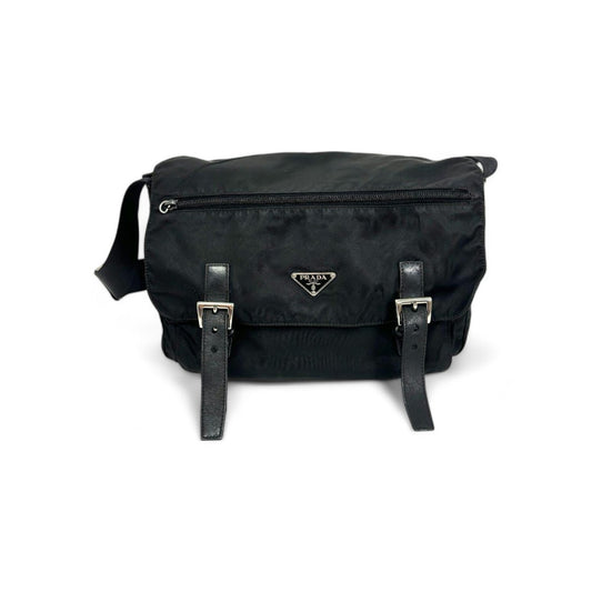 Prada - Shoulder Bag Tessuto Black Triangle Logo Plate