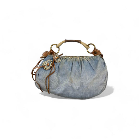 Miu Miu - Denim Handbag Blue Brown Pouch 90s Archive