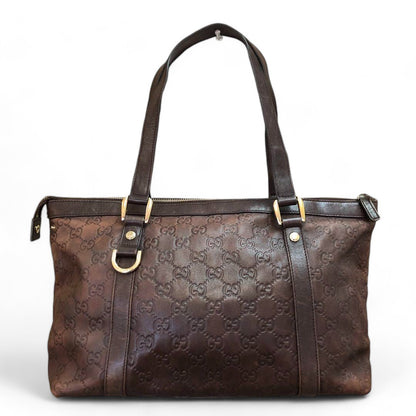 Gucci - Brown Leather Handbag Monogram Abbey