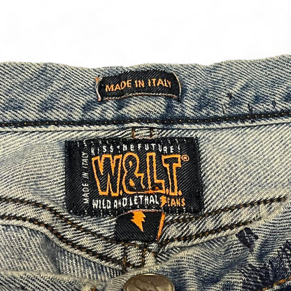 Walter Van Beirendonck  - 28 archive graffiti baggy jeans blue denim