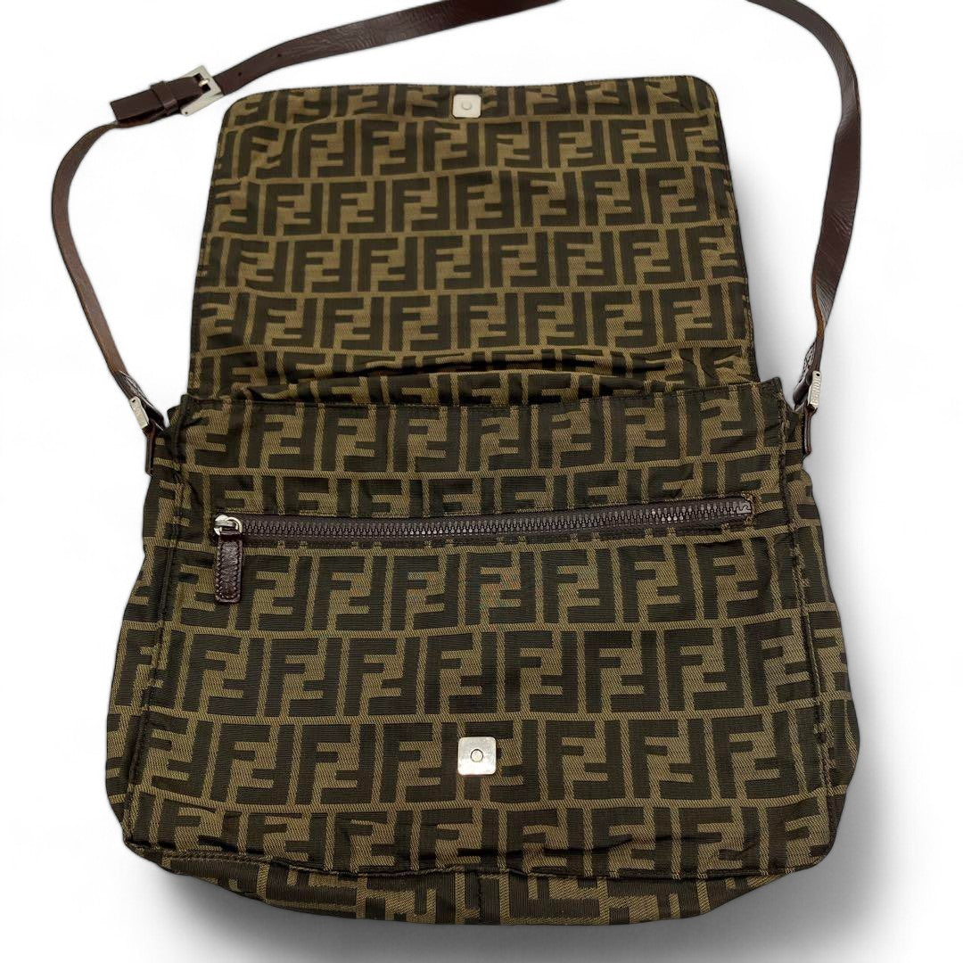 Fendi - Canvas Leather Shoulder Bag Handbag Brown Monogram Zucca Pattern