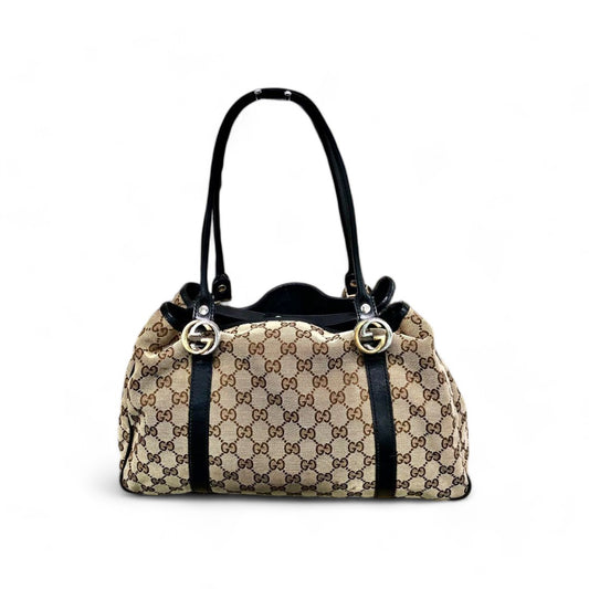 Gucci - Twins shoulder bag monogram beige brown leather canvas