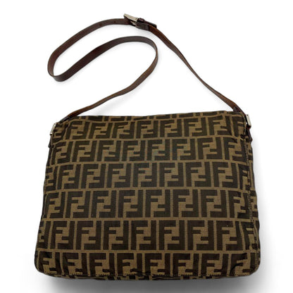 Fendi - Canvas Leather Shoulder Bag Handbag Brown Monogram Zucca Pattern