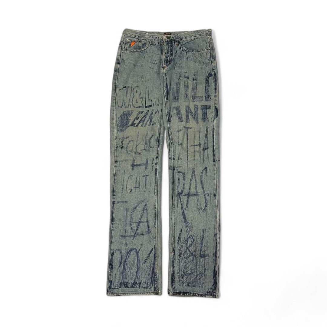 Walter Van Beirendonck  - 28 archive graffiti baggy jeans blue denim