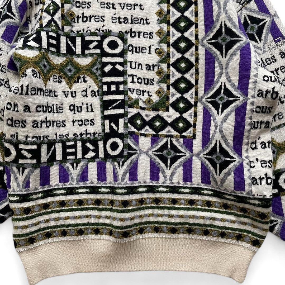 Kenzo - L vintage knit sweater wool french poetry golf