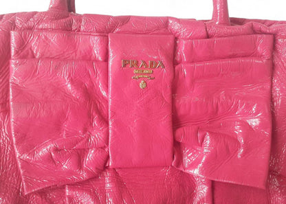 Prada - Shiny Leather Pink Ribbon Handbag Rare