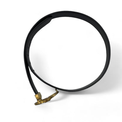 Salvatore Ferragamo - S belt black leather gancini gold