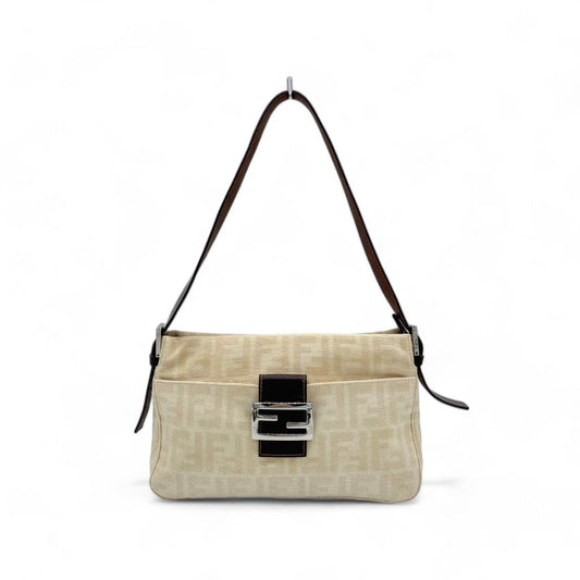 Fendi - Mamma zucchino FF metal fitting beige monogram canvas