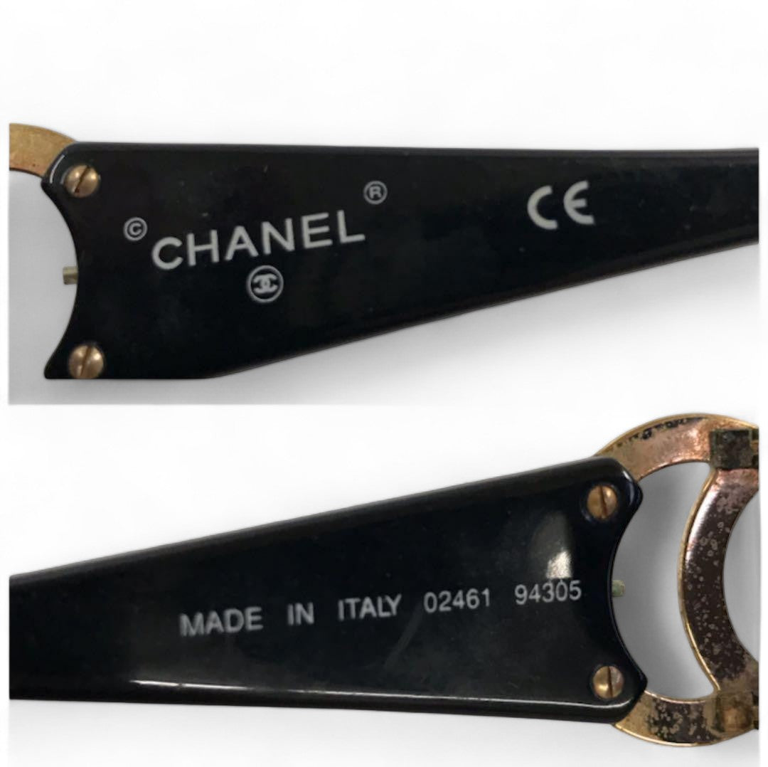 Chanel - vintage sunglasses black CC monogram with box coco