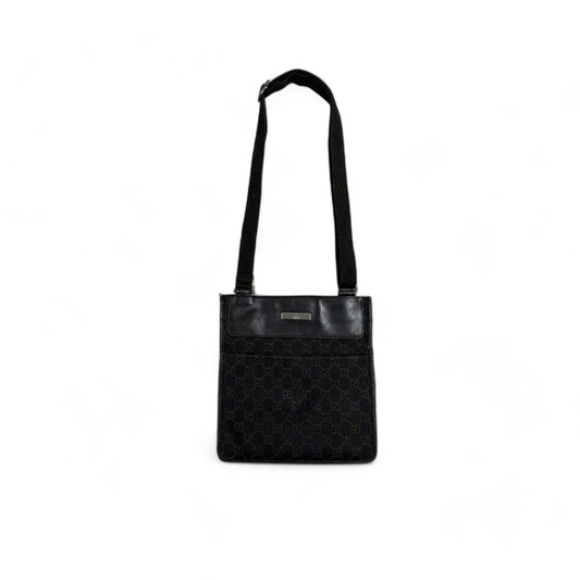 Gucci - black monogram canvas shoulder bag crossbody