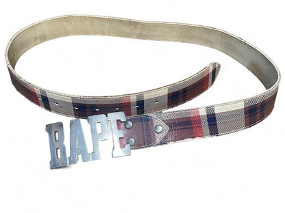 A Bathing Ape (BAPE) - L Camo Big Logo Buckle Belt Nova Check Brown