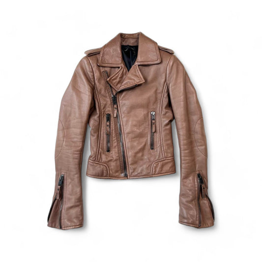 Balenciaga - FW10 lamb leather brown sheepskin riders jacket