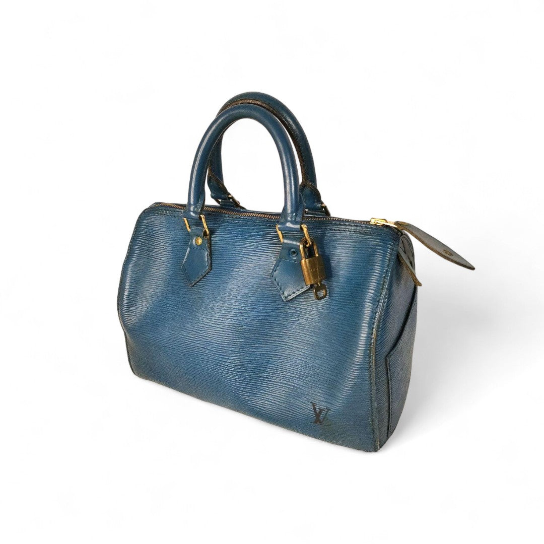 Louis Vuitton - Speedy 25 Blue Leather Monogram Dust Bag