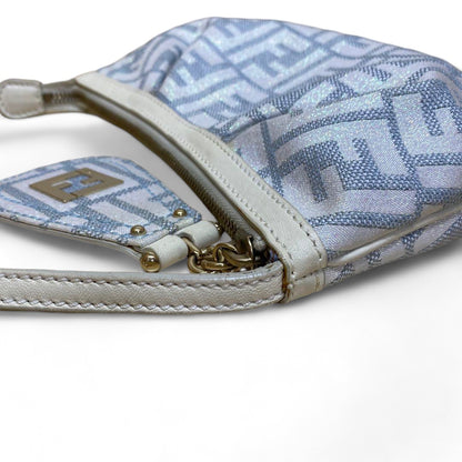 Fendi - Mini Handbag Zucca Pattern Light Blue Glitter