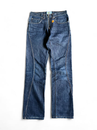 Walter Van Beirendonck W&LT -28 snake denim jeans 90s tight embroidered