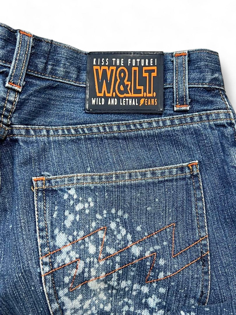 Walter Van Beirendonck - 30 Splinter Painter snake denim jeans baggy y2k 00s